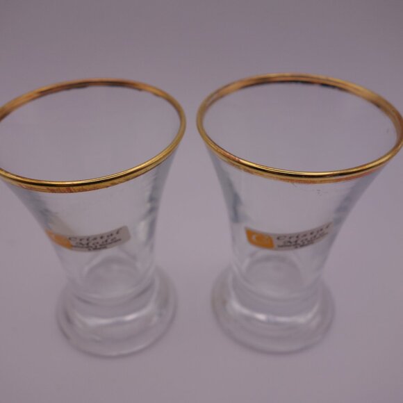 Set of Two(2) Crystal Mode Shot Glasses with Gold Rim - Picture 3 of 7
